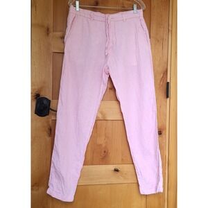 Porter & Ash Sz 32 Pink 100% Linen Chino Preppy Pants Tailored Beachy Old Money